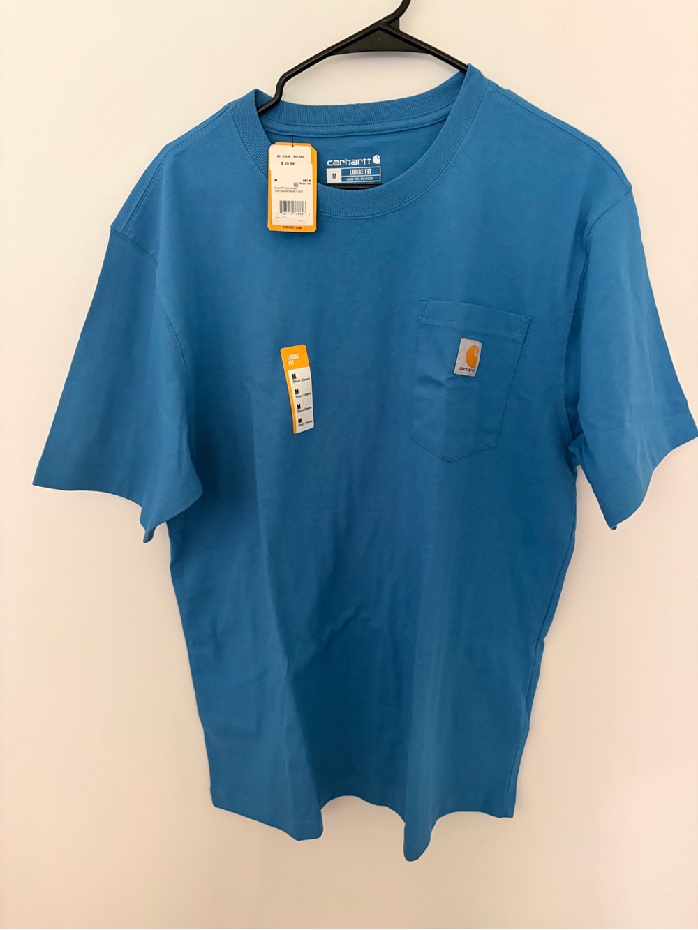 NWT Carhartt men’s Short-Sleeve Pocket Tee in Bright Blue